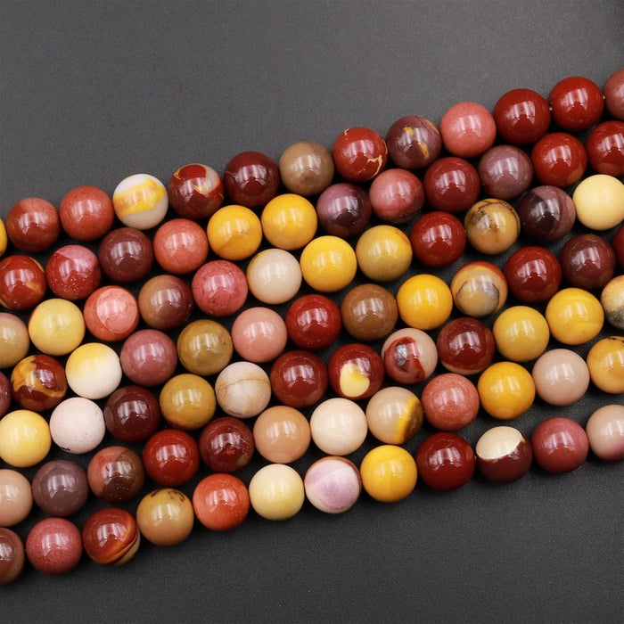 Natural Australian Mookaite Jasper 8mm Smooth Round Bead Strand