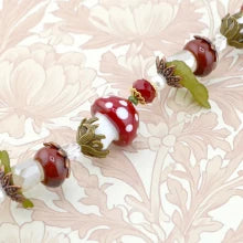 Jesse James Beads Autumn Lampwork Glass Bead Strand - Foraging for Mushrooms