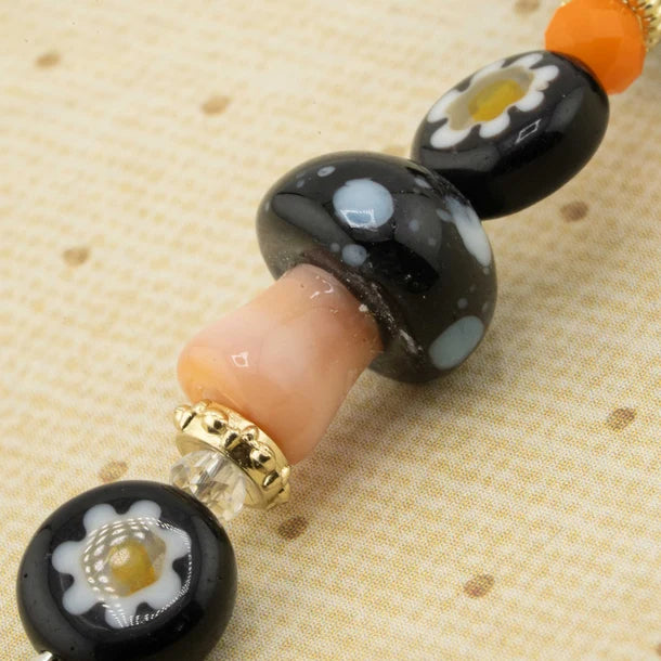Jesse James Beads Autumn Lampwork Bead Strand - Pumpkin Poppies