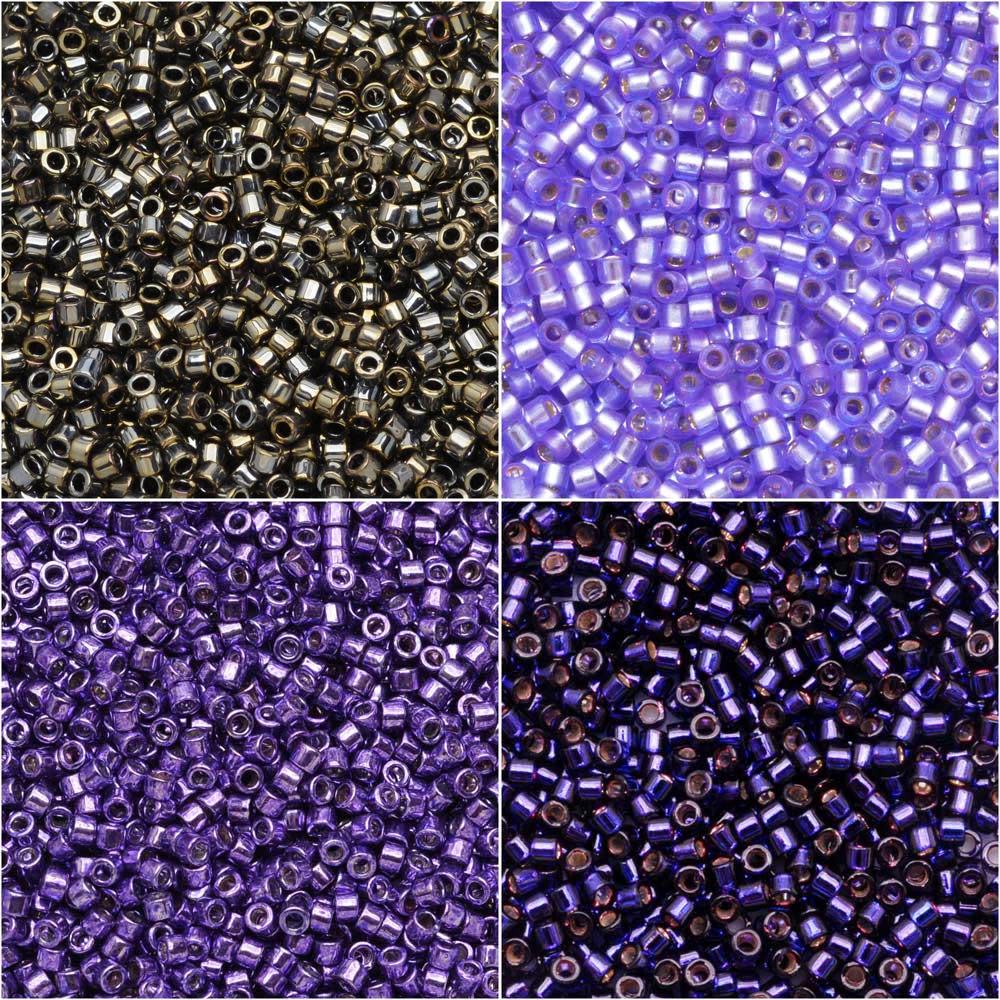 Exclusive Beadaholique Designer Palette, Miyuki Delica Seed Bead Mix, 11/0, Ultra Violet Ombre V2, 4 Color Set