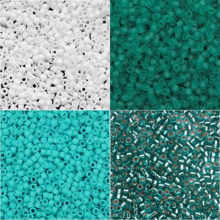 Exclusive Beadaholique Designer Palette, Miyuki Delica Seed Bead Mix, 11/0, Oceanic Ombre V2, 4 Color Set