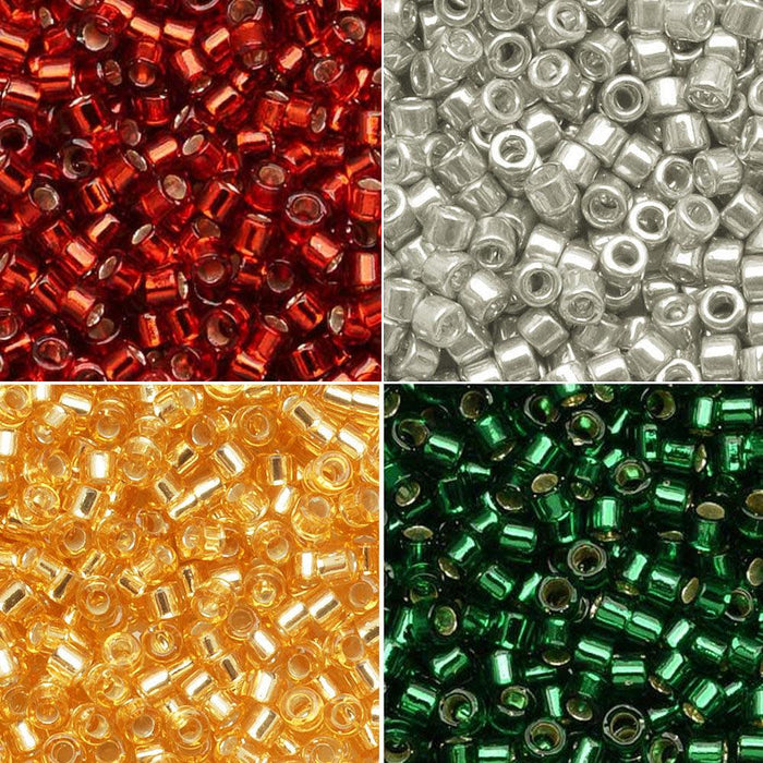 Exclusive Beadaholique Designer Palette, Miyuki Delica Seed Bead Mix, 11/0, Christmas Lights V2, 4 Color Set