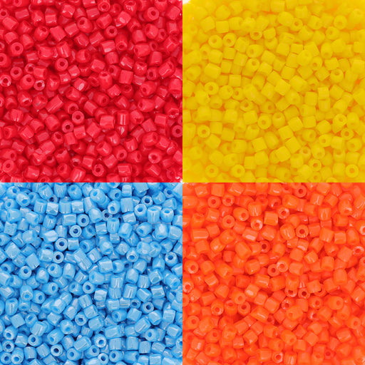 Assorted Color Palette, 9/0 Preciosa Czech Cylinder 3cuts Bead Mix, Rich Brights