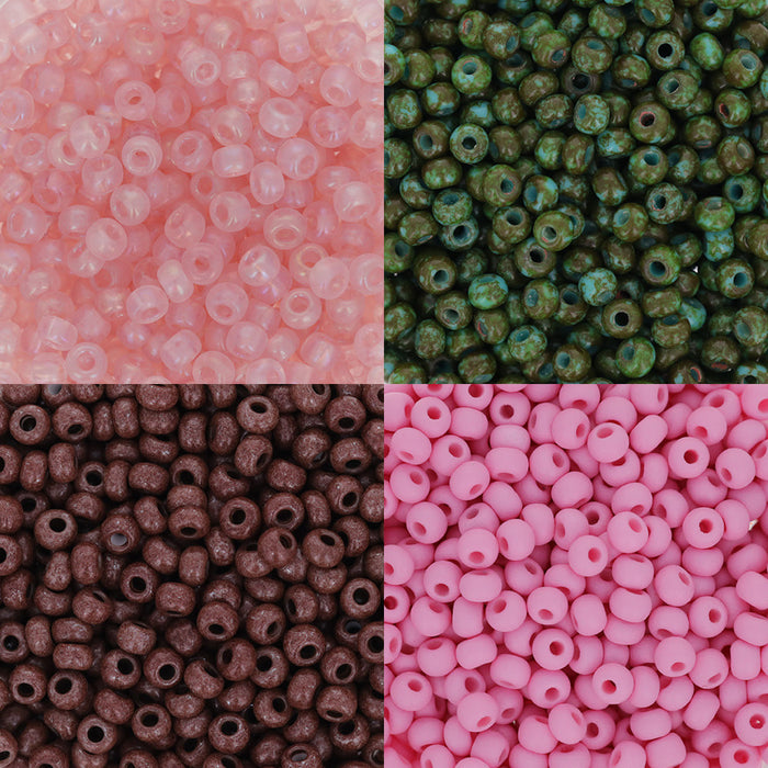 Assorted Color Palette, 8/0 Preciosa Czech Rocailles Round Hole Bead Mix, Cherry Blossom