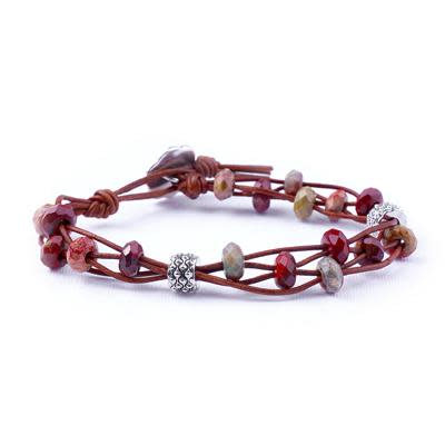 Stone Step Leather Bracelet Kit with Dakota Stones Gemstones - Apple Jasper - Limited Edition