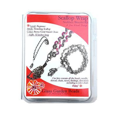 Scallop Wrap Berry with Gold Necklace Kit by Glass Garden Beads - Limited Edition