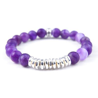 Matte Dog Teeth Amethyst Gemstone Modern Beaded Stretch Bracelet Kit (featuring Dakota Stones & TierraCast) - Limited Edition