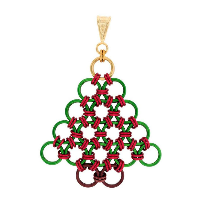 Jewelry Kit, Peace on Earth Christmas Tree Pendant & Earring Set by Weave Got Maille - Limited Edition