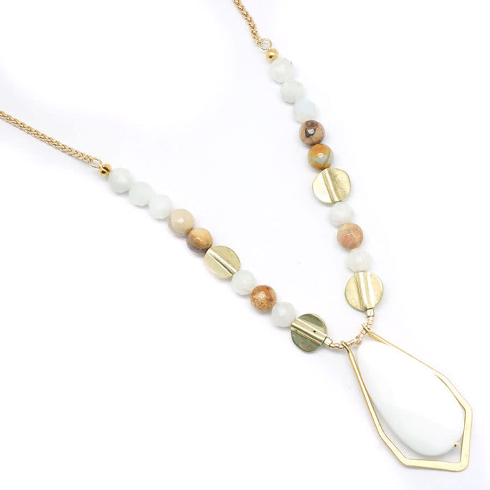 Stone Wisp Gold Necklace Kit with Exclusive Adjustable Necklace Sliding Clasp - Crazy Lace/Moonstone - Limited Edition