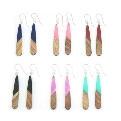 Jewelry Kit, Wood & Resin Long Drop Earrings Set - Limited Edition