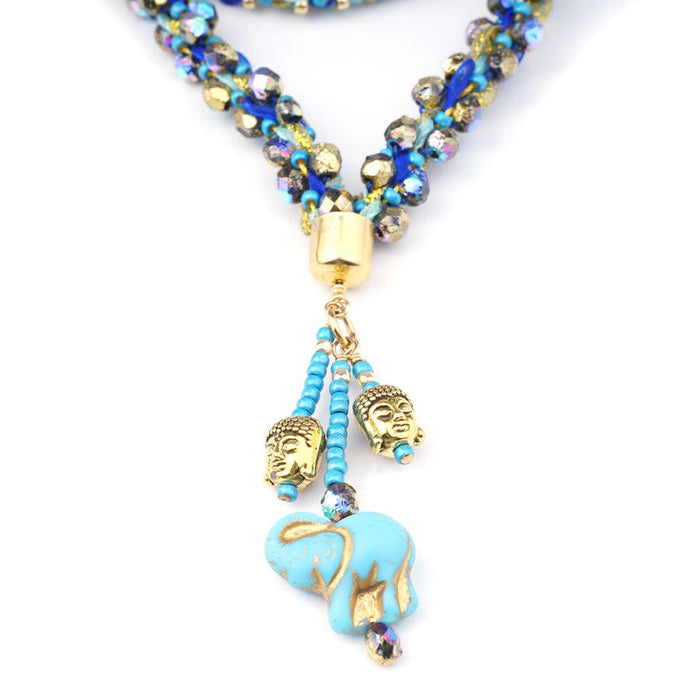 Peacock Hathi Lariat Necklace Kit from Maggie T Designs - Limited Edition