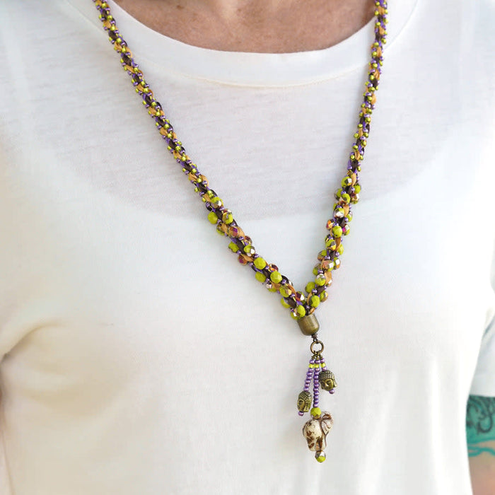 Purple Parrot Hathi Lariat Necklace Kit from Maggie T Designs - Limited Edition