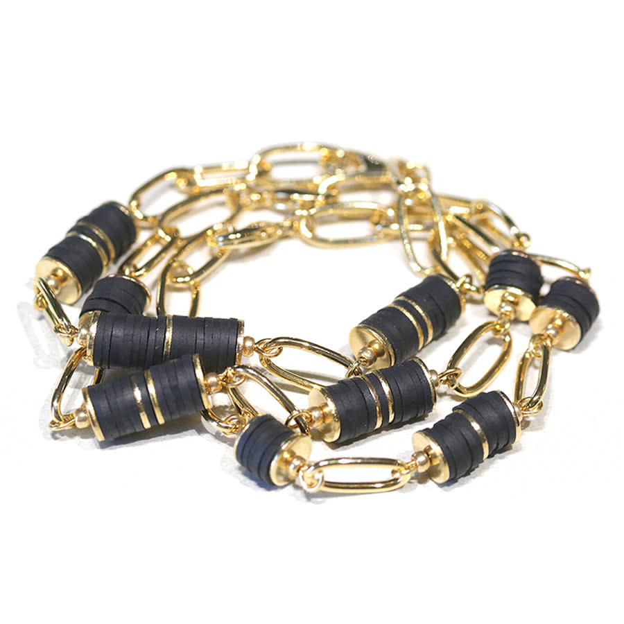 Upscale Upcycle Vinyl Beads Bracelet Trio Kit - Black and Gold - Limited Edition