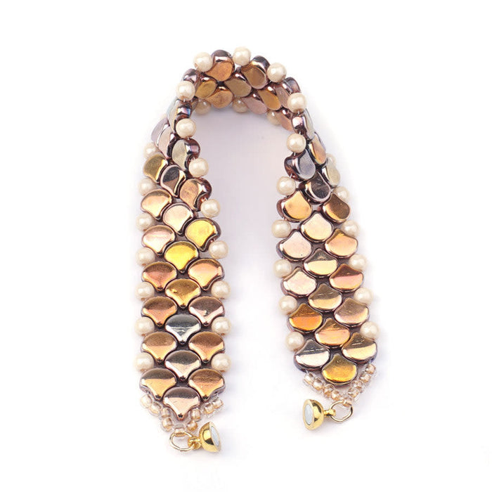 Ginko Two-Hole Scale Bracelet Kit - Golden Mermaid Scale