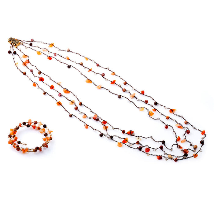 The Elements Collection Multi Strand Necklace and Bracelet Set Kit - Fire - Limited Edition