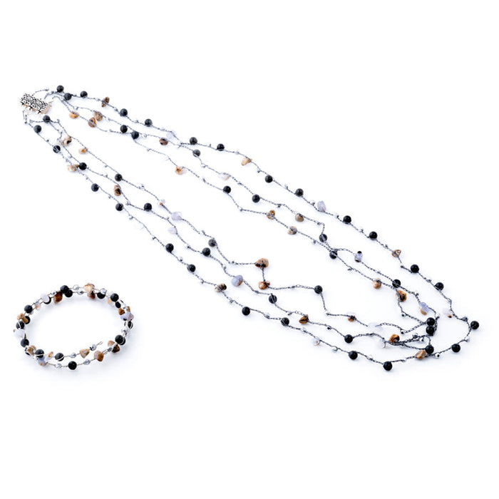 The Elements Collection Multi Strand Necklace and Bracelet Set Kit - Ice - Limited Edition