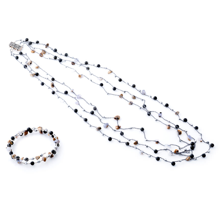 The Elements Collection Multi Strand Necklace and Bracelet Set Kit - Ice - Limited Edition