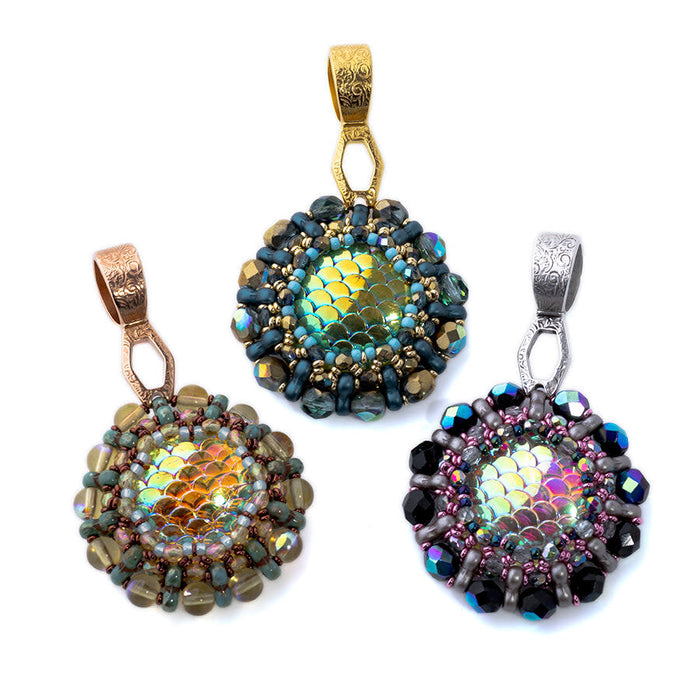 Tilt-A-Whirl Reversible Pendant Kit from Lisa's Bead Designs - Green Picasso - Limited Edition