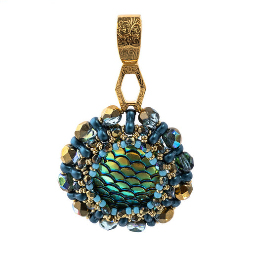 Tilt-A-Whirl Reversible Pendant Kit from Lisa's Bead Designs - Golden Blue - Limited Edition