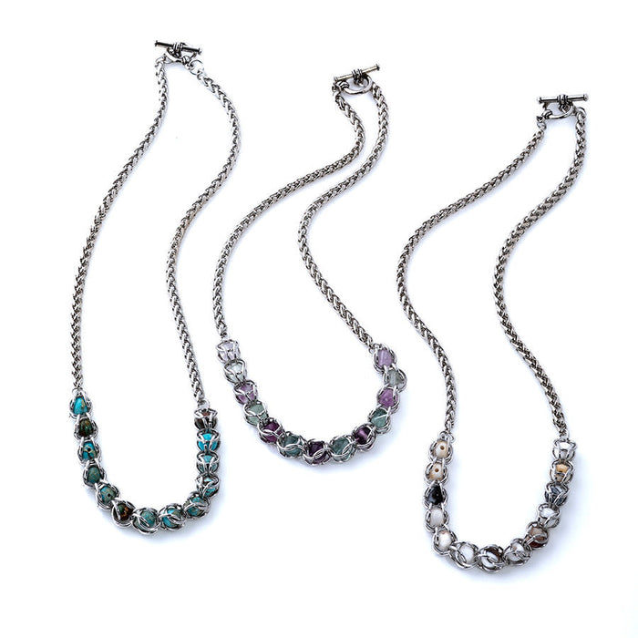 Captured Chain Maille Necklace Kit - Aqua Impression Jasper - Limited Edition