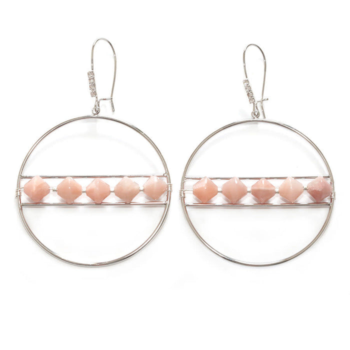 Jewelry Kit, The Saturn Gemstone Earring Set - Peach Moonstone and Silver