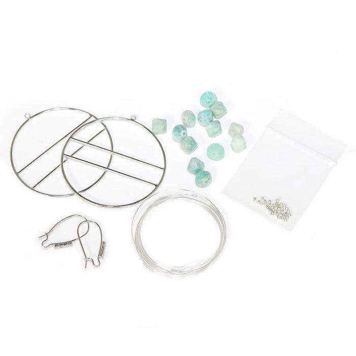 Jewelry Kit, The Saturn Gemstone Earring Set - Brazilian Amazonite and Silver - Limited Edition