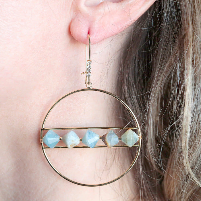 Jewelry Kit, The Saturn Gemstone Earring Kit - Lemurian Aquatine Calcite and Gold - Limited Edition