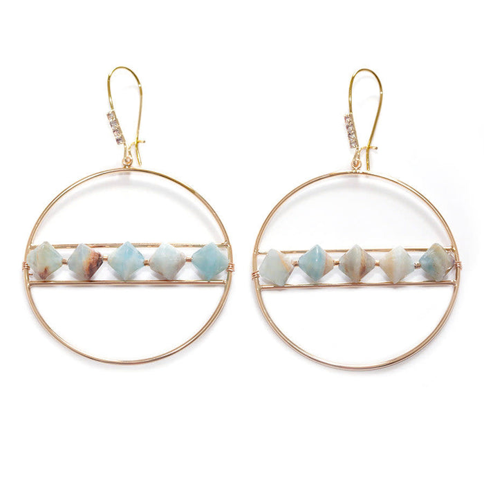 Jewelry Kit, The Saturn Gemstone Earring Kit - Lemurian Aquatine Calcite and Gold - Limited Edition