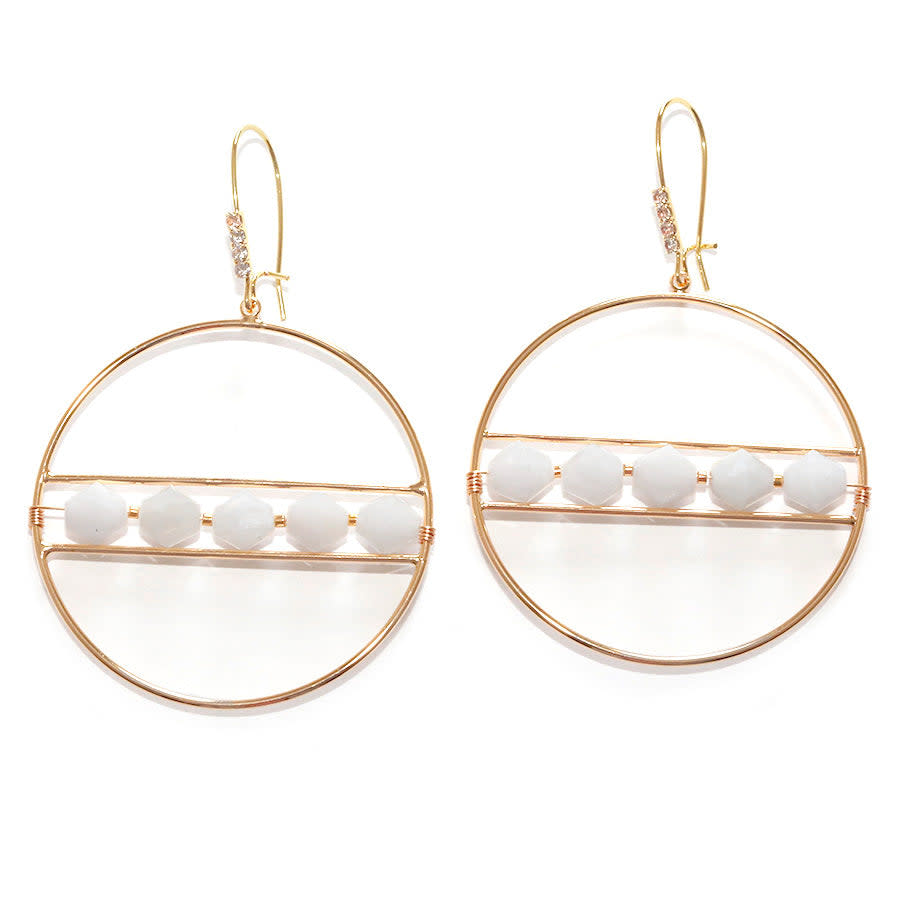 Jewelry Kit, The Saturn Gemstone Earring Set - White Moonstone and Gold - Limited Edition