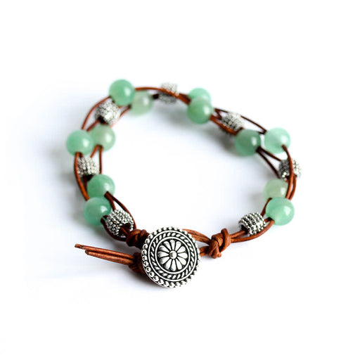 Stone Lattice Leather Bracelet Kit with Dakota Stones Gemstones - Green Aventurine and Brown - Limited Edition