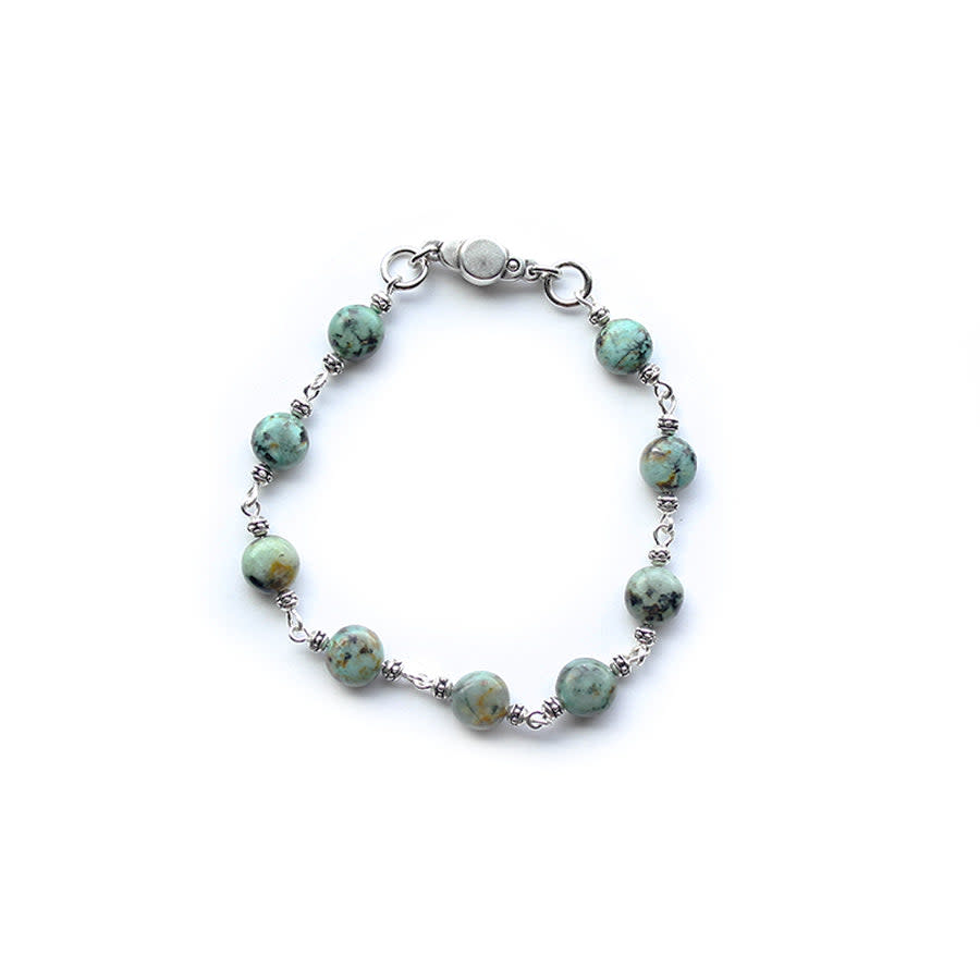 Treasure Trove Gemstone Coin Bracelet Kit - Silver with African Turquoise - Limited Edition