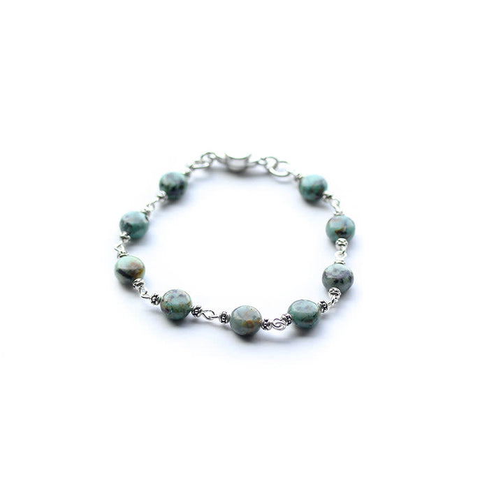 Treasure Trove Gemstone Coin Bracelet Kit - Silver with African Turquoise - Limited Edition