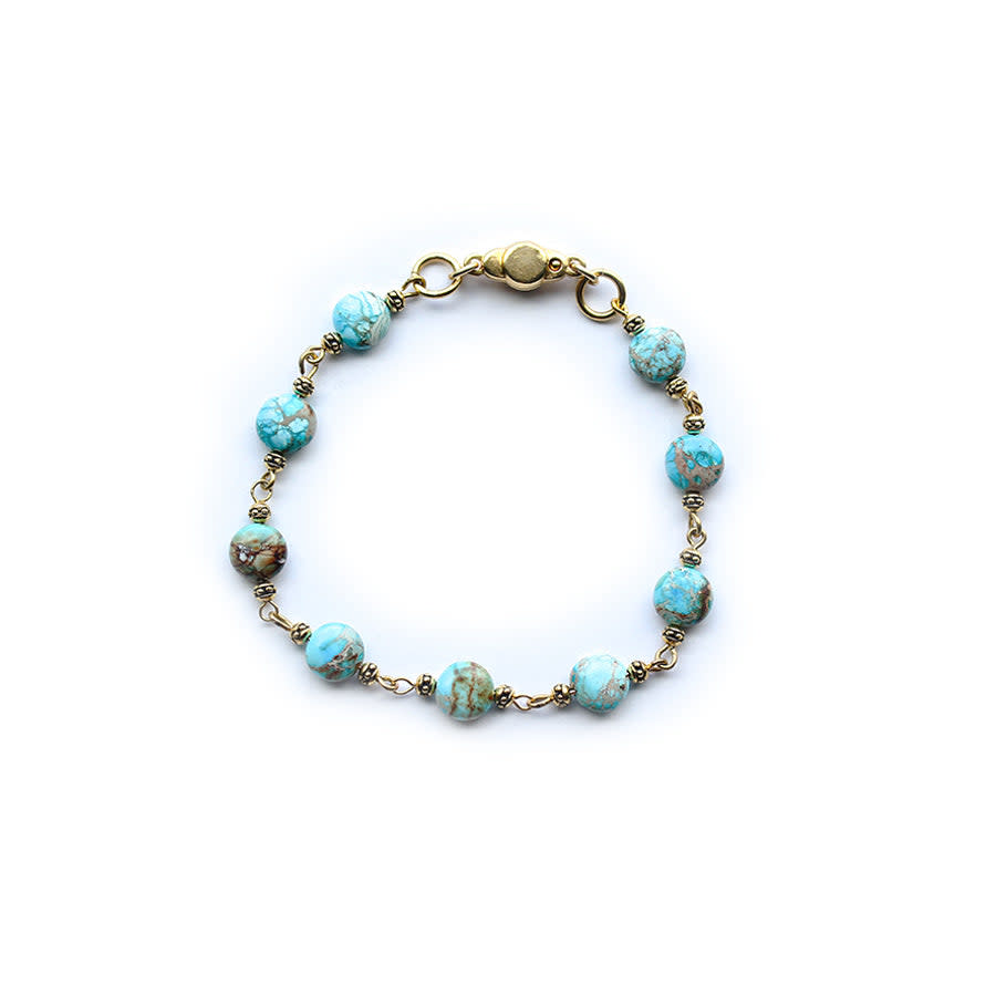 Treasure Trove Gemstone Coin Bracelet Kit - Gold with Aqua Impression Jasper - Limited Edition