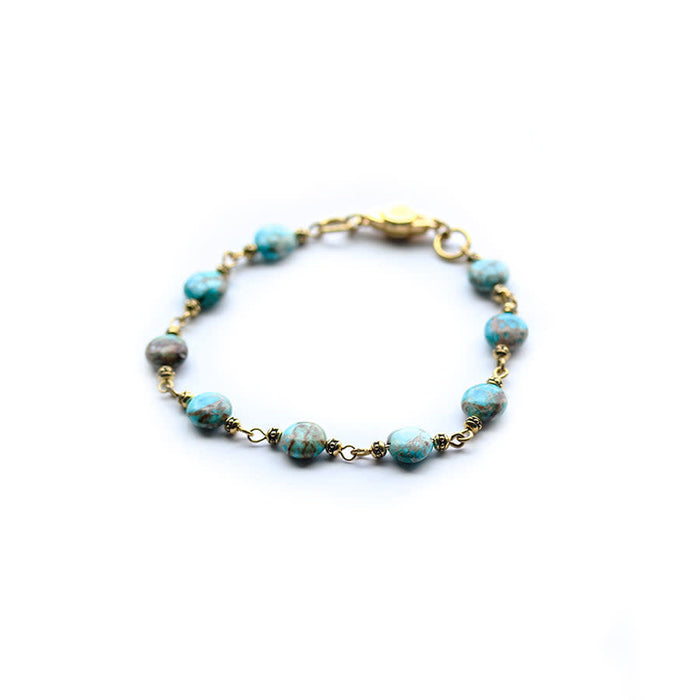 Treasure Trove Gemstone Coin Bracelet Kit - Gold with Aqua Impression Jasper - Limited Edition