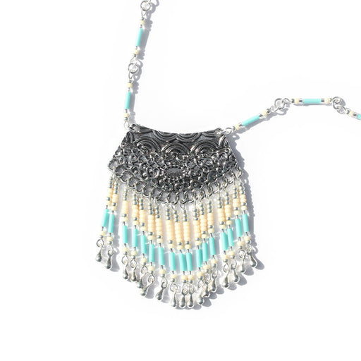 Cortina Fringe Bib Necklace Kit Limited Edition - Turquoise and Cream