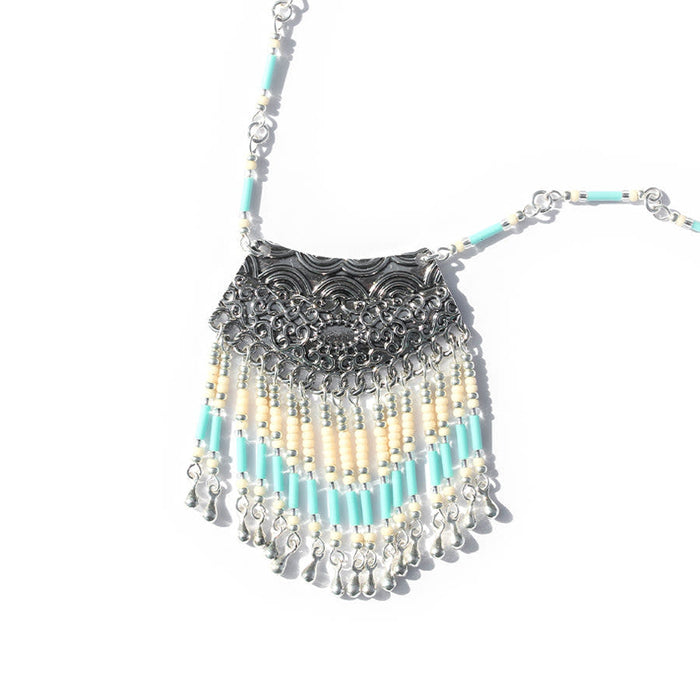 Cortina Fringe Bib Necklace Kit Limited Edition - Turquoise and Cream