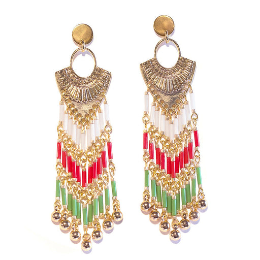 Jewelry Kit, Holiday Fringe Earring Set, Green, Red and White - Limited Edition