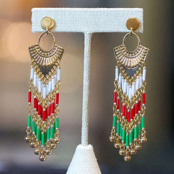 Jewelry Kit, Holiday Fringe Earring Set, Green, Red and White - Limited Edition