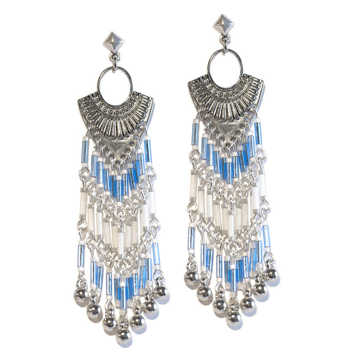 Jewelry Kit, Holiday Fringe Earring Set, Blue and White - Limited Edition