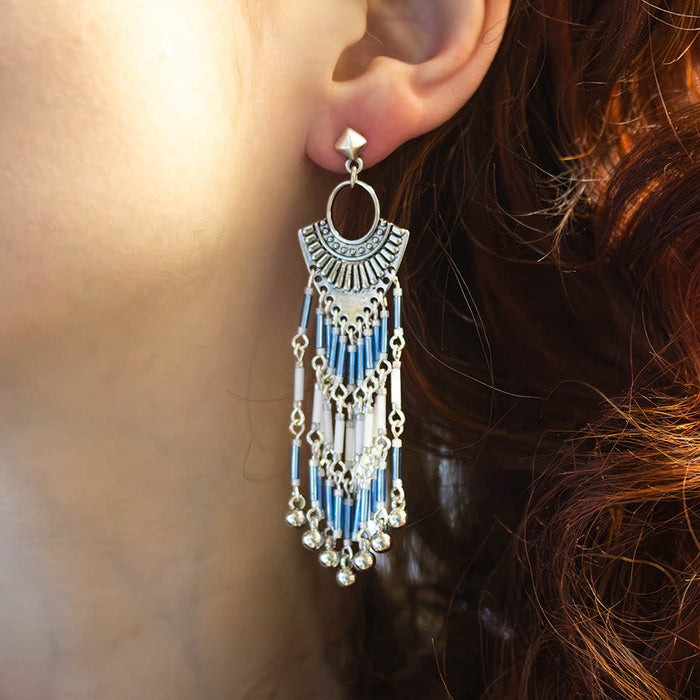 Jewelry Kit, Holiday Fringe Earring Set, Blue and White - Limited Edition