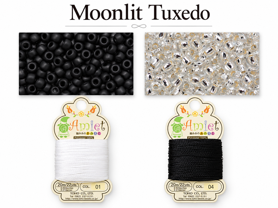 Kumihimo Bracelet Kit #1 - Moonlit Tuxedo