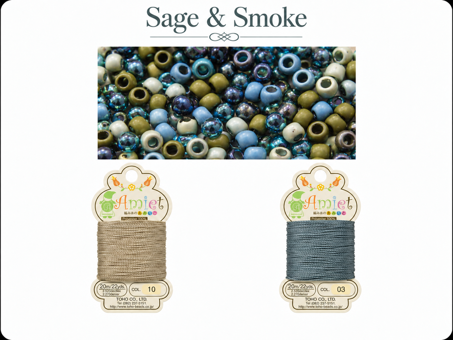 Kumihimo Bracelet Kit #15 - Sage & Smoke