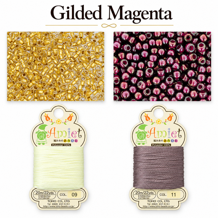 Kumihimo Bracelet Kit #16 - Gilded Magenta