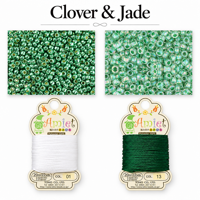 Kumihimo Bracelet Kit #19 - Clover & Jade