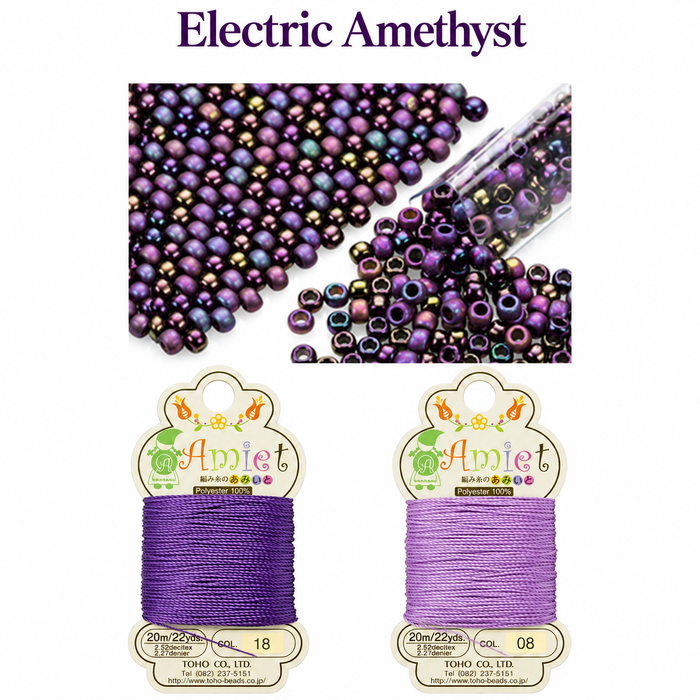 Kumihimo Bracelet Kit #26 - Electric Amethyst