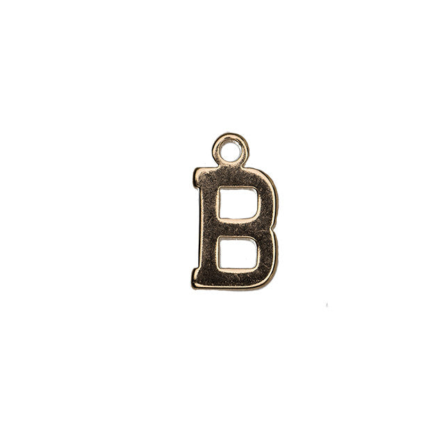 Alphabet Pendant, Letter "B" 8.5mm, Gold Plated (1 Piece)