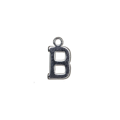 Alphabet Pendant, Letter "B" 8.5mm, Silver Plated (1 Piece)