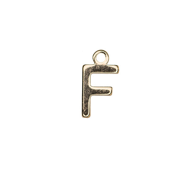 Alphabet Pendant, Letter "F" 8.5mm, Gold Plated (1 Piece)