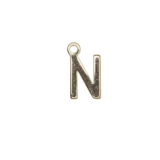 Alphabet Pendant, Letter "N" 8.5mm, Gold Plated (1 Piece)