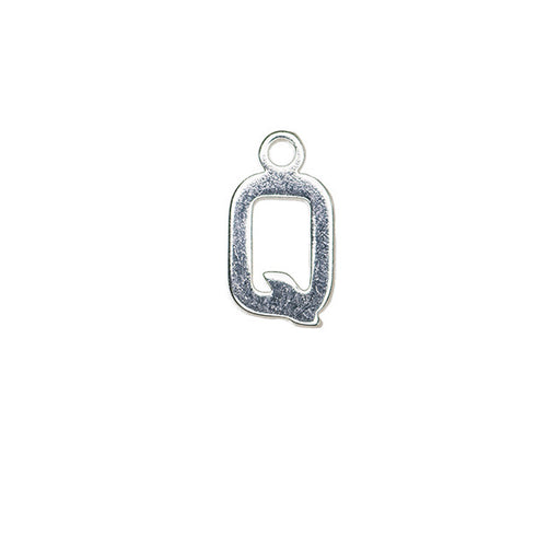 Alphabet Pendant, Letter "Q" 8.5mm, Silver Plated (1 Piece)